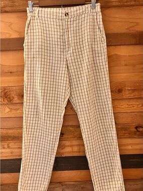 Billabong Cream and Tan Plaid Chinos Size Medium